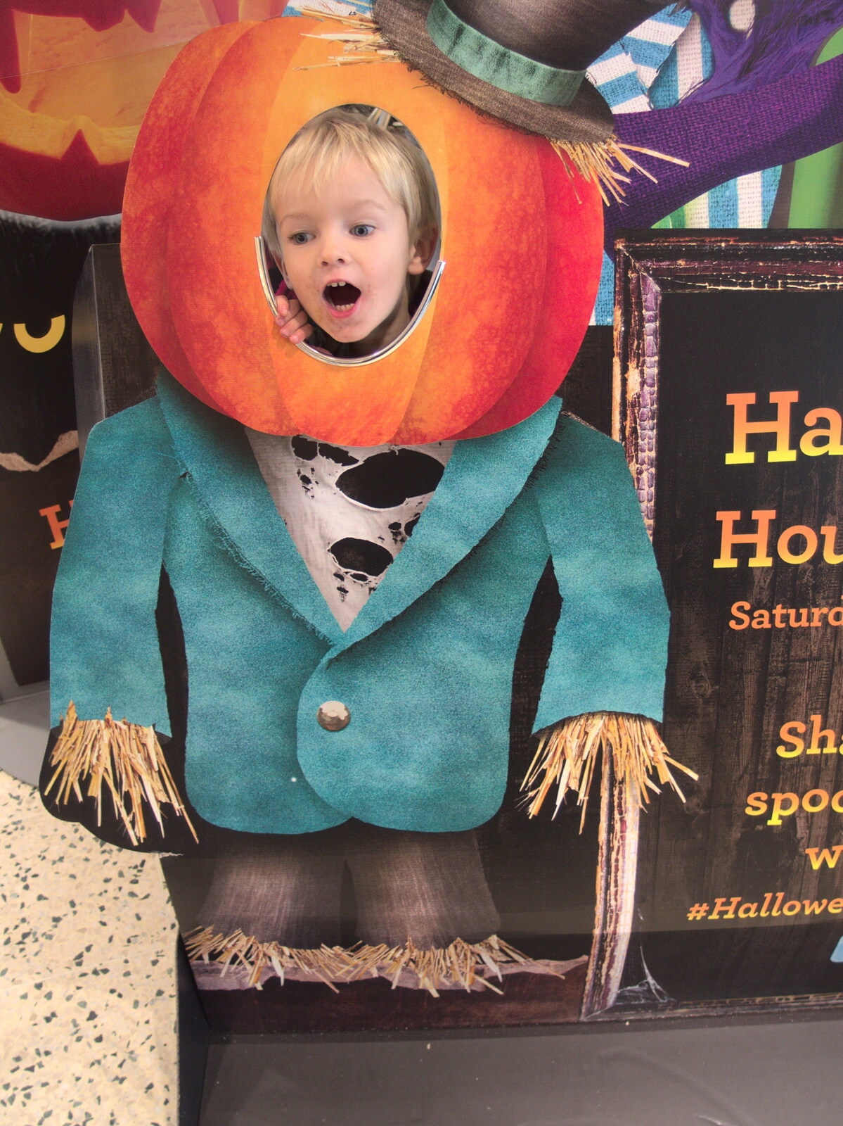 Harry shots from a cut-out in Morrisons from Fred's Gyrobot, Brome, Suffolk - 18th October 2015