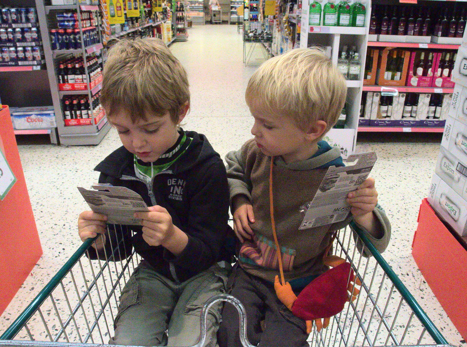 The boys in Morrisons from Apple Picking and The BBs at Framingham Earl, Norfolk - 25th October 2015