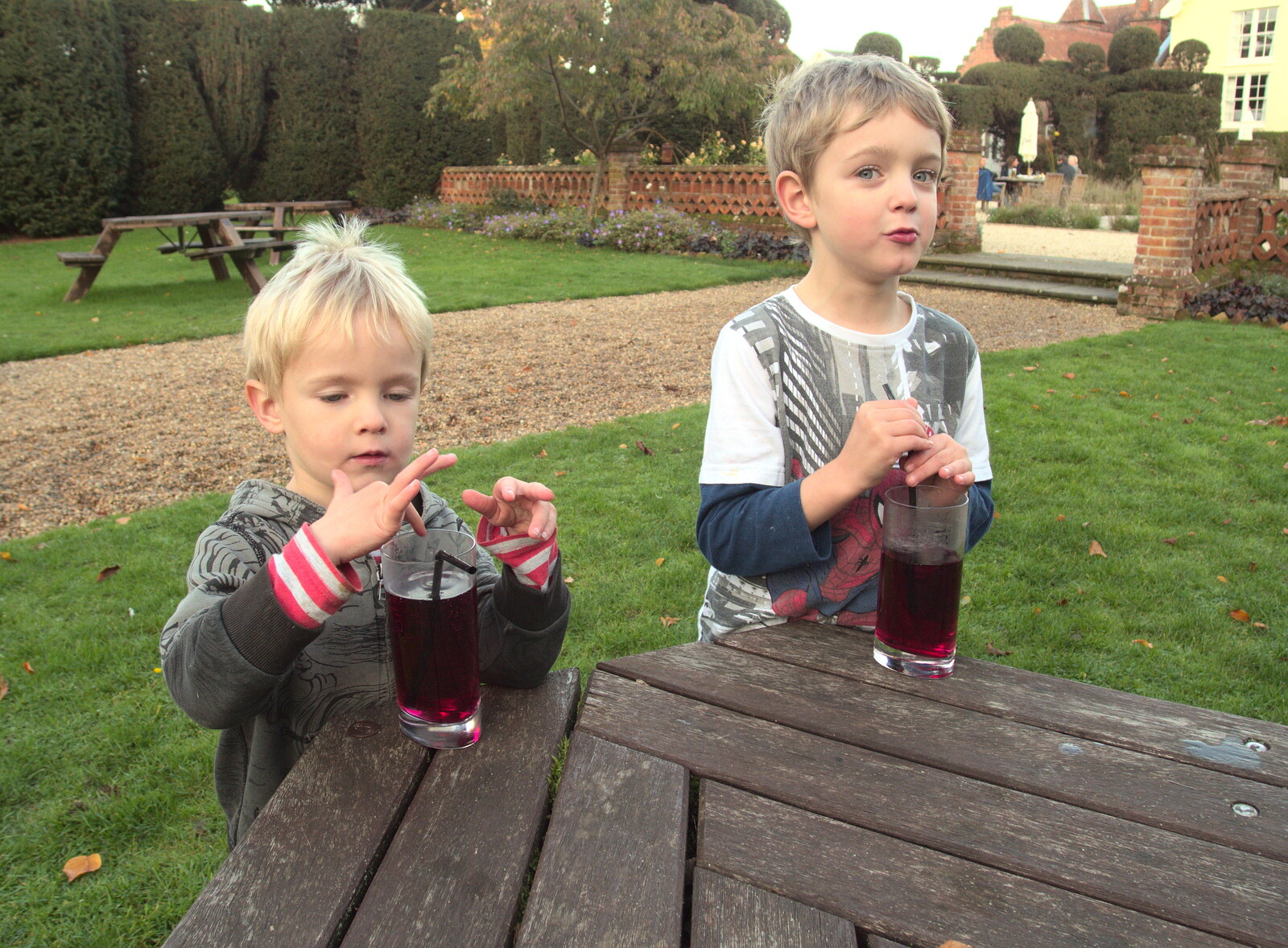 Harry and Fred have some purple squash from Apple Picking and The BBs at Framingham Earl, Norfolk - 25th October 2015