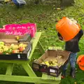 Harry waves a bucket around, Apple Picking and The BBs at Framingham Earl, Norfolk - 25th October 2015