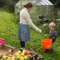 Harry helps with buckets, Apple Picking and The BBs at Framingham Earl, Norfolk - 25th October 2015