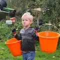 Harry's got a couple of buckets, Apple Picking and The BBs at Framingham Earl, Norfolk - 25th October 2015