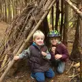 Harry and Fred test their den out, A Day at High Lodge, Brandon Forest, Suffolk - 26th October 2015