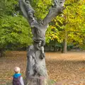 Harry considers a tree sculpture, A Day at High Lodge, Brandon Forest, Suffolk - 26th October 2015