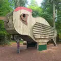 The boys play in a giant woodpecker, A Day at High Lodge, Brandon Forest, Suffolk - 26th October 2015