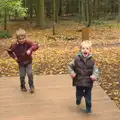 The boys run around on a giant see-saw, A Day at High Lodge, Brandon Forest, Suffolk - 26th October 2015