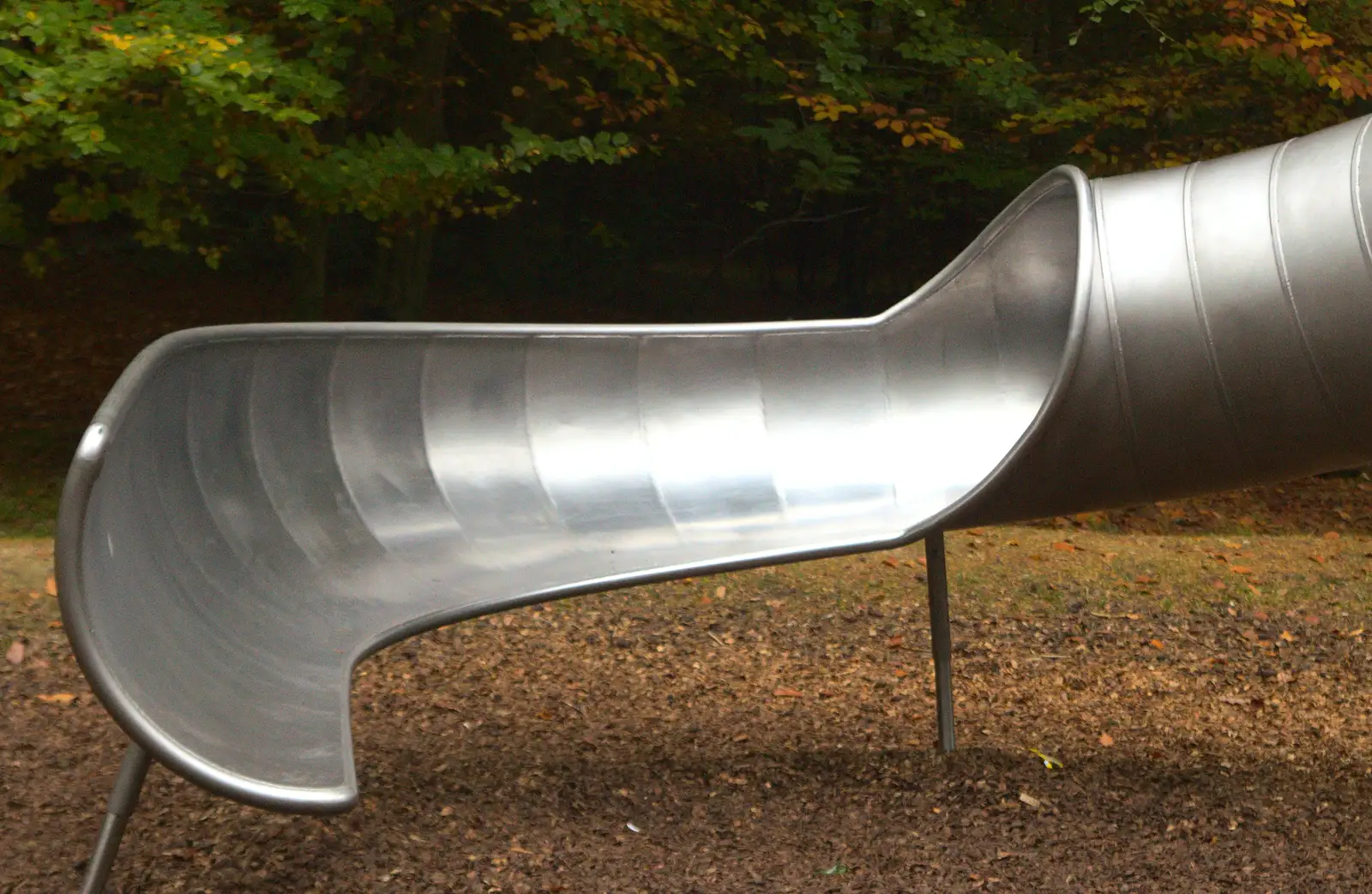 A slide is like some sort of modern art scuplture, from A Day at High Lodge, Brandon Forest, Suffolk - 26th October 2015