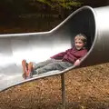 Fred piles down the slide, A Day at High Lodge, Brandon Forest, Suffolk - 26th October 2015