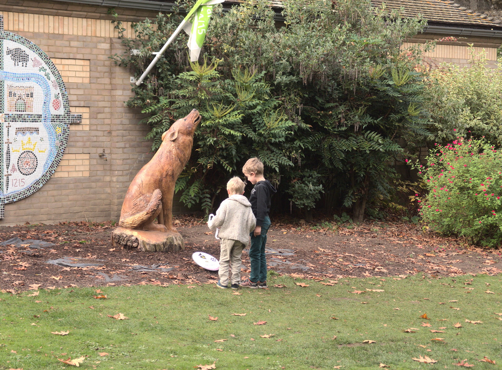 There's a wooden wolf in the gardens from Abbey Gardens in Autumn, Bury St. Edmunds, Suffolk - 27th October 2015