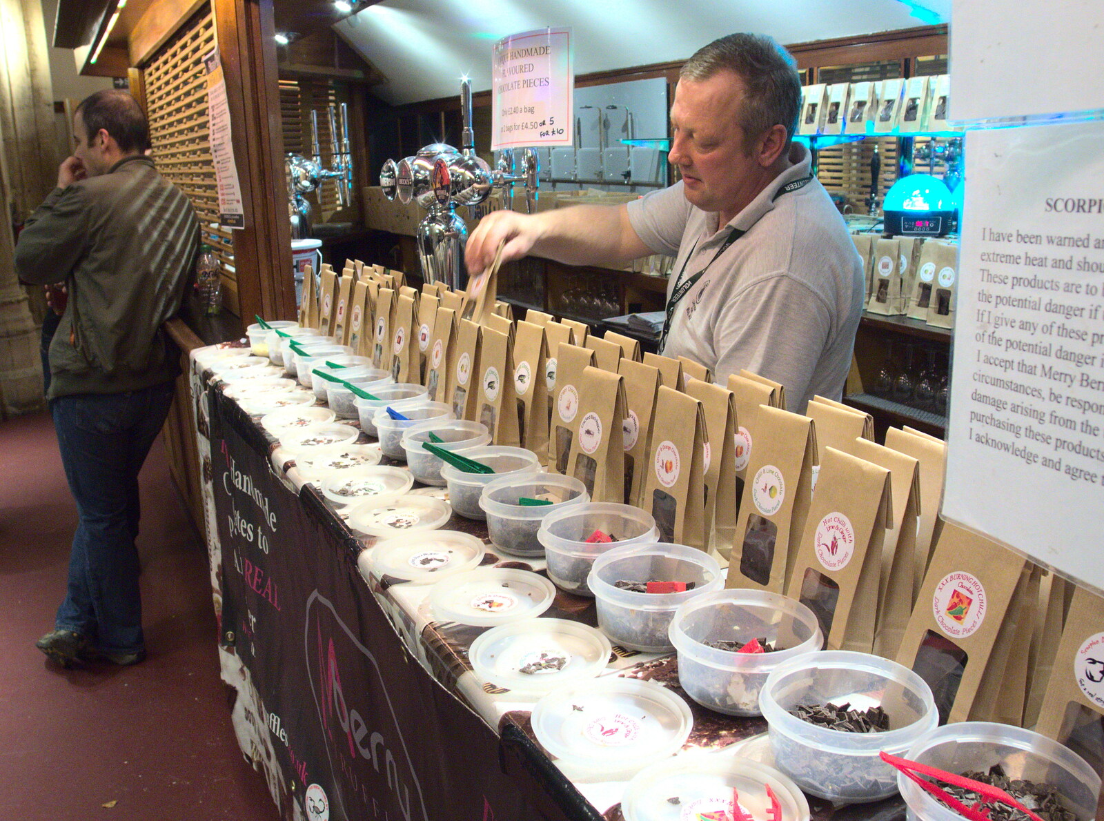 A chocolate maker sells Scorpion Death Chili from The 38th Norwich Beer Festival, Norwich, Norfolk - 28th October 2015