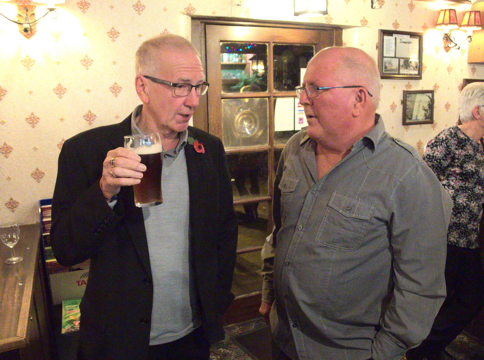 John Willy holds a beer from John Willy's 65th and Other Stories, The Swan, Brome, Suffolk - 31st October 2015