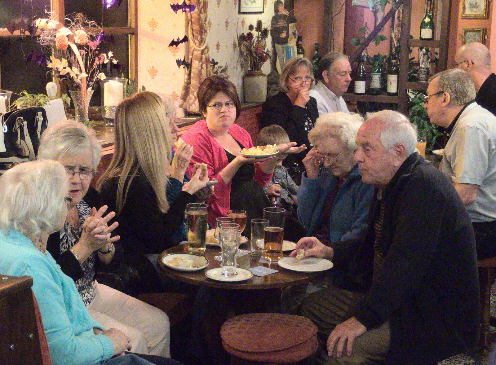 Helen's got a plate of something from John Willy's 65th and Other Stories, The Swan, Brome, Suffolk - 31st October 2015