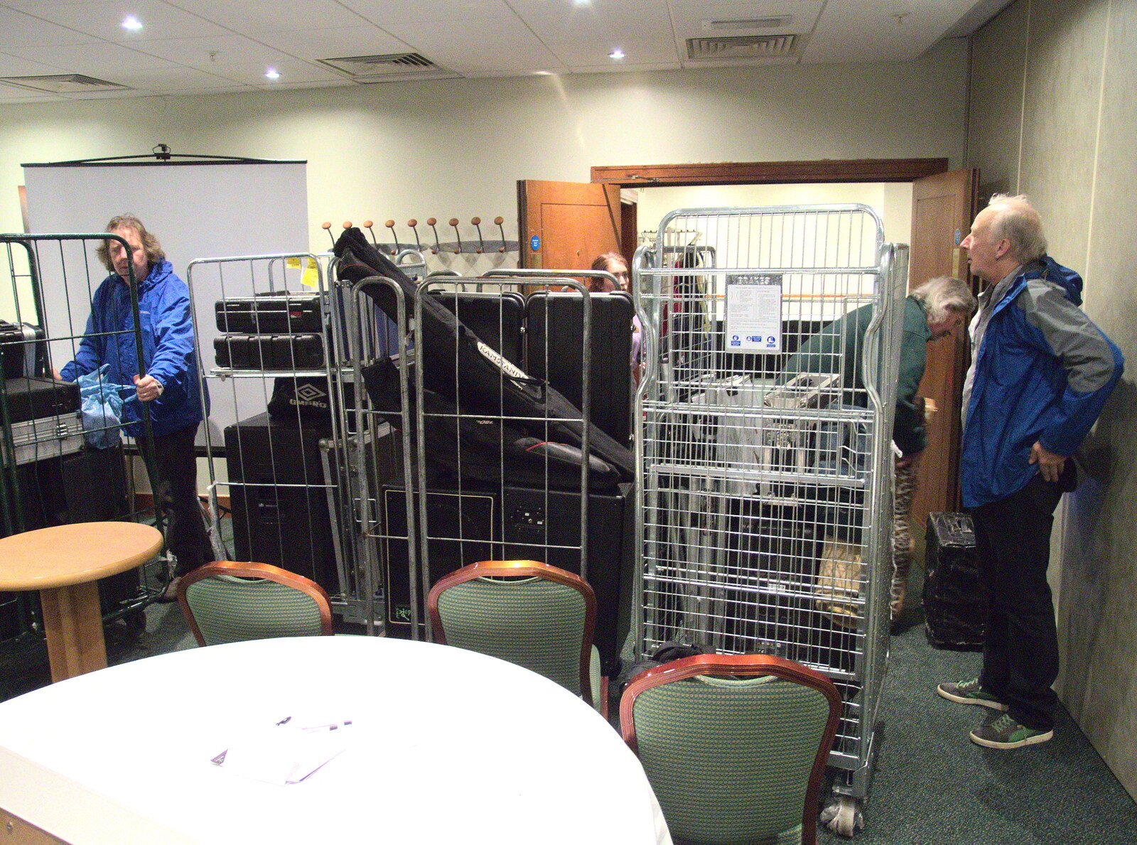 Crates of gear in the Green Room from The BBs at Centre Parcs, Elvedon, Norfolk - 5th November 2015