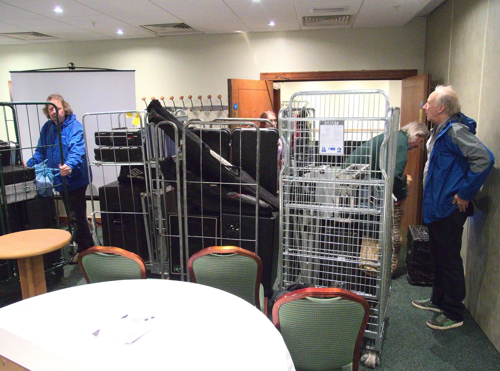 Crates of gear in the Green Room, from The BBs at Centre Parcs, Elvedon, Norfolk - 5th November 2015