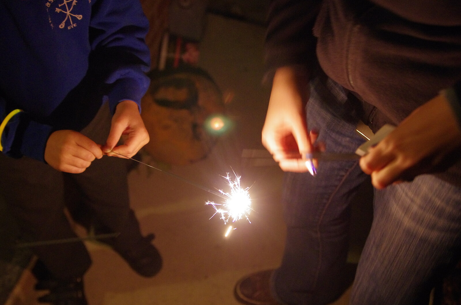 Fred gets a sparkler from The BBs at Centre Parcs, Elvedon, Norfolk - 5th November 2015