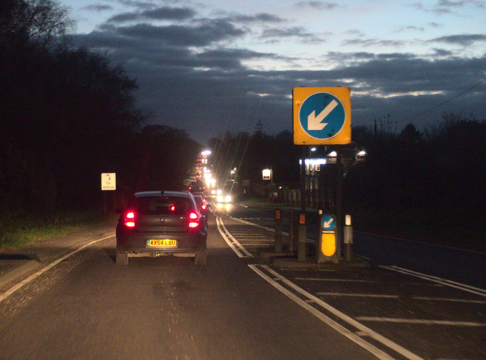The A140 at Swainsthorpe is stacked from The Eye Christmas Lights, and a Trip to Norwich, Norfolk - 4th December 2015