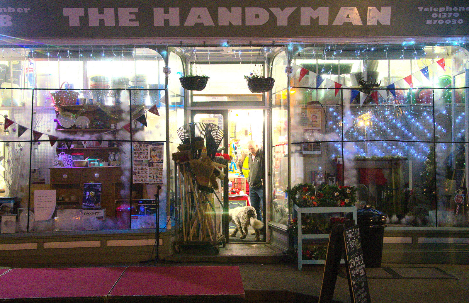 A dog wanders into the Handyman from The Eye Christmas Lights, and a Trip to Norwich, Norfolk - 4th December 2015