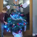 Fred helps decorate too, The BSCC Christmas Dinner, and a Christmas Tree, Brome, Suffolk - 5th December 2015