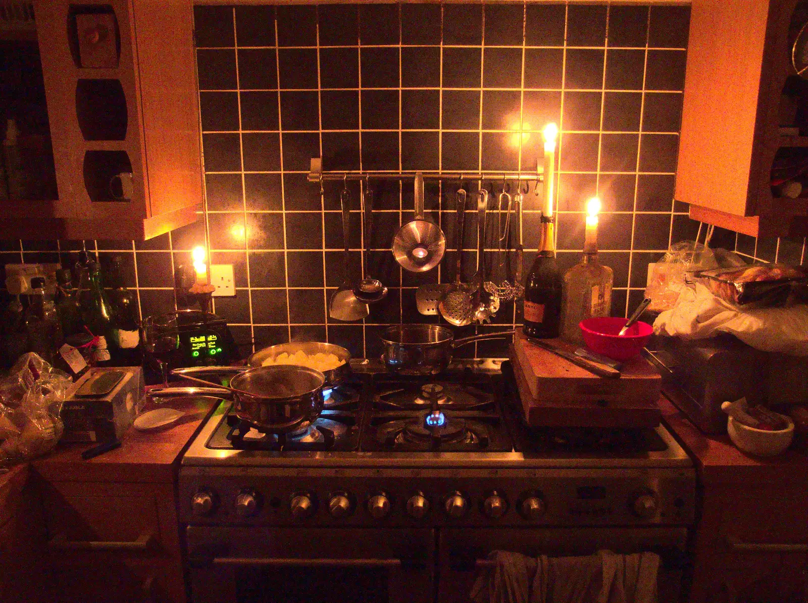 It's cooking by candle-light in a power cut, from Southwark, Norwich, and a Power Cut, London, Norfolk and Suffolk - 12th December 2015