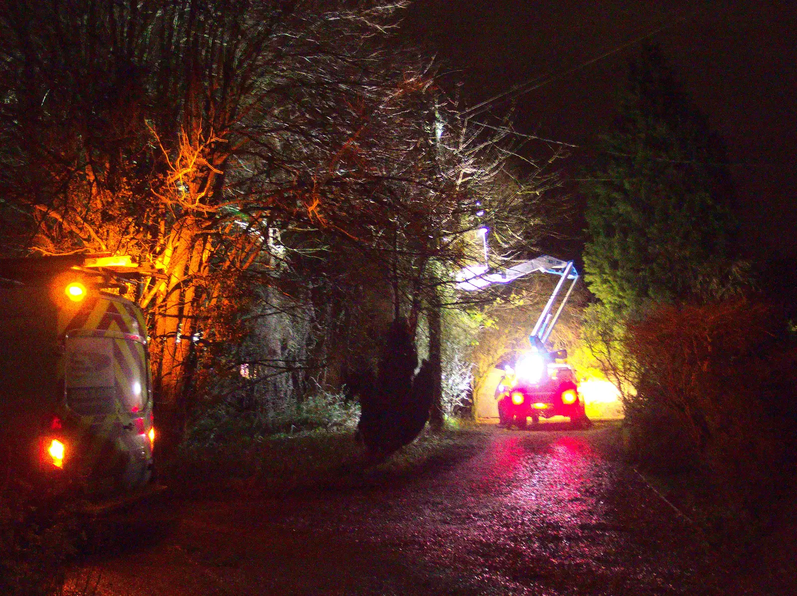 UK Power Networks are out with their cherry picker, from Southwark, Norwich, and a Power Cut, London, Norfolk and Suffolk - 12th December 2015