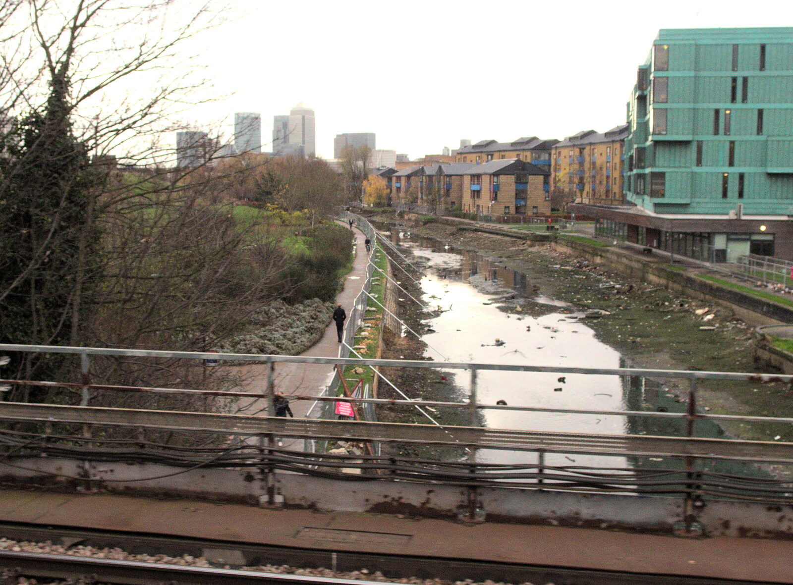 The drained Regent's Canal in Mile End from A London Lunch, Borough, Southwark - 15th December 2015
