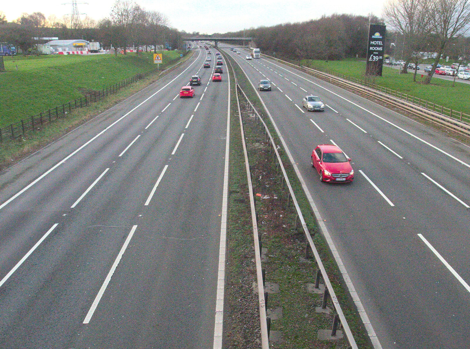 Traffic thunders by on the M6 from A Party and a Road Trip to Chester, Suffolk and Cheshire - 20th December 2015