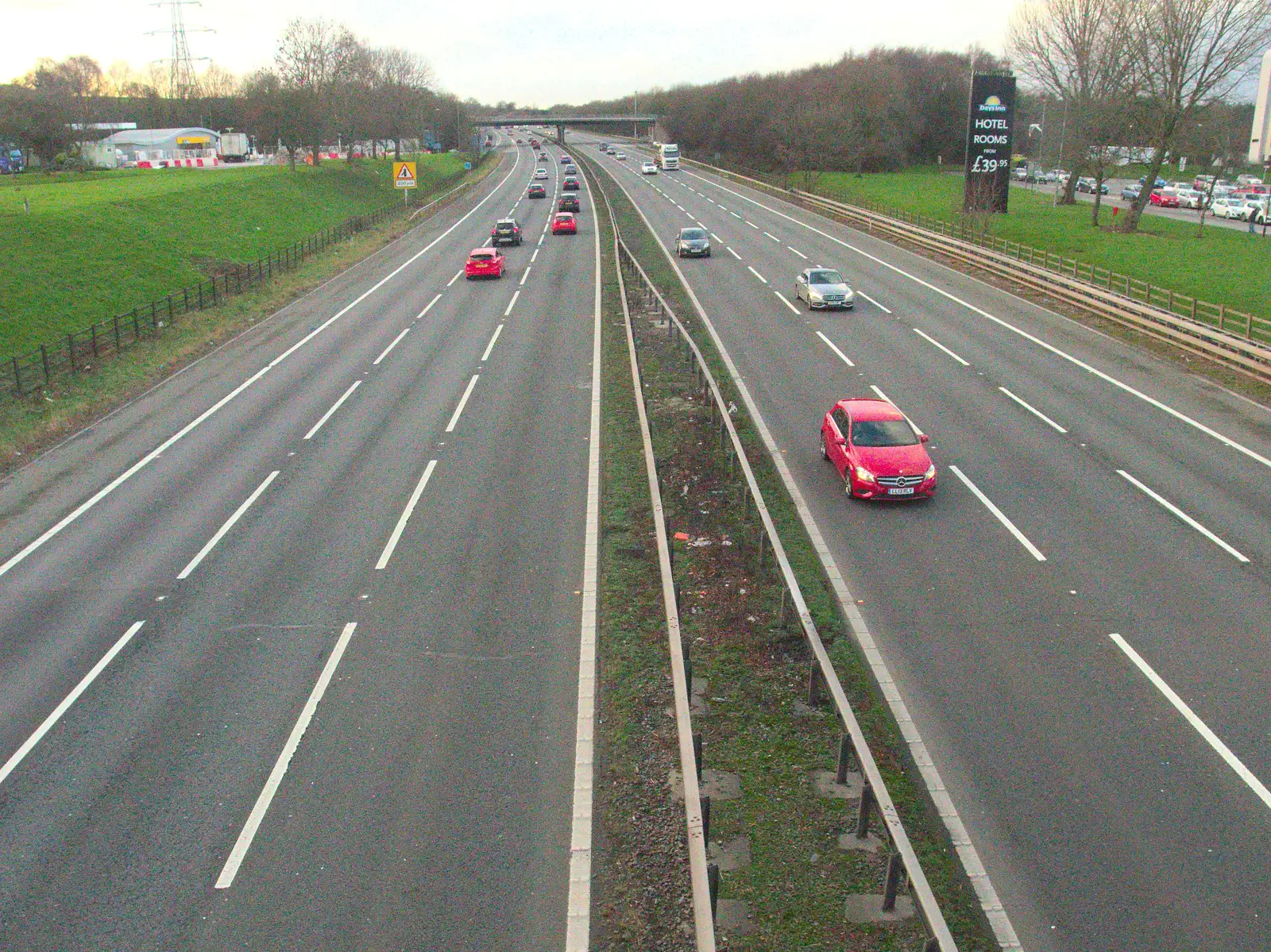 Traffic thunders by on the M6, from A Party and a Road Trip to Chester, Suffolk and Cheshire - 20th December 2015