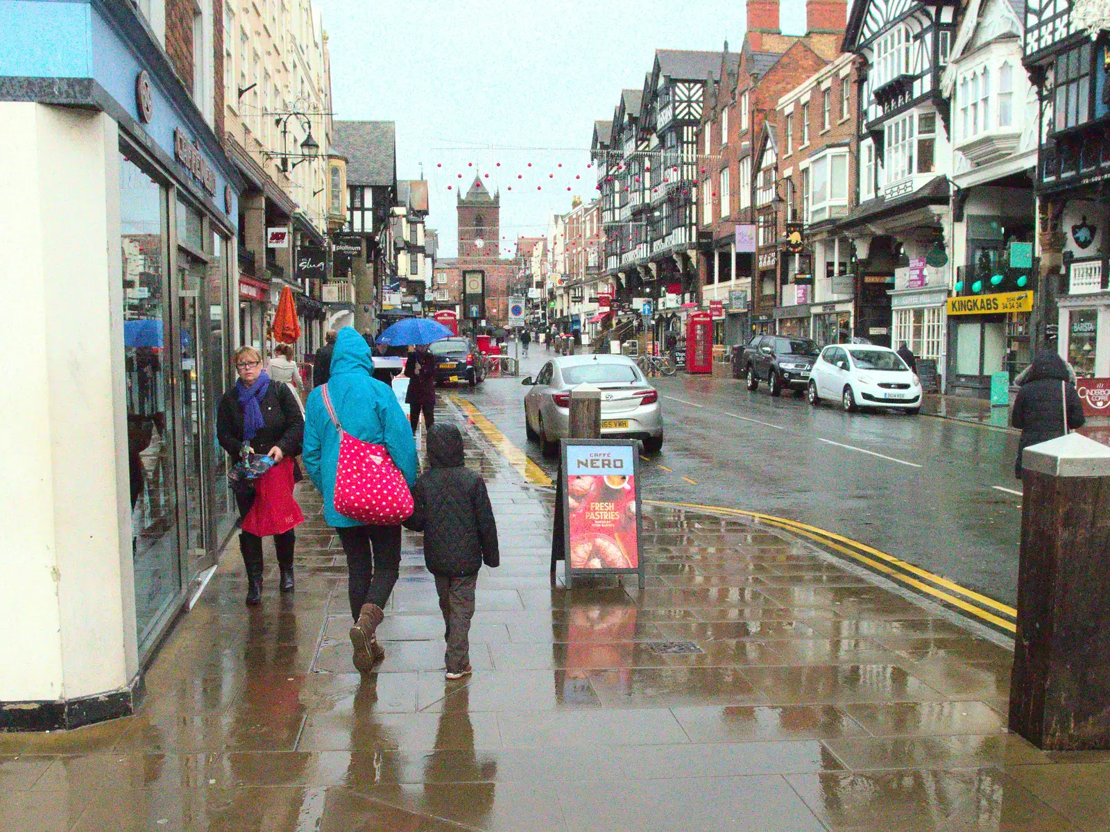 Fred and Isobel wander up Grosvenor Street, from A Party and a Road Trip to Chester, Suffolk and Cheshire - 20th December 2015