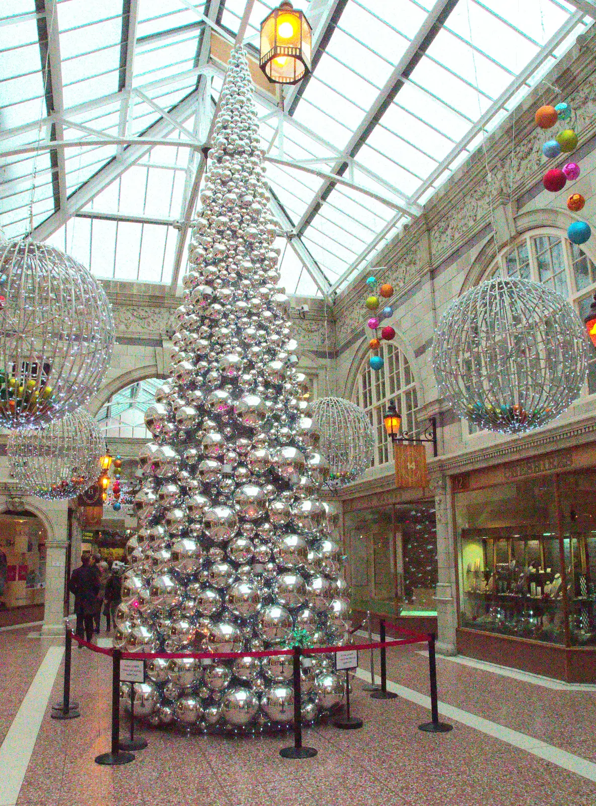 A Christmas tree made up of huge silver balls, from A Party and a Road Trip to Chester, Suffolk and Cheshire - 20th December 2015