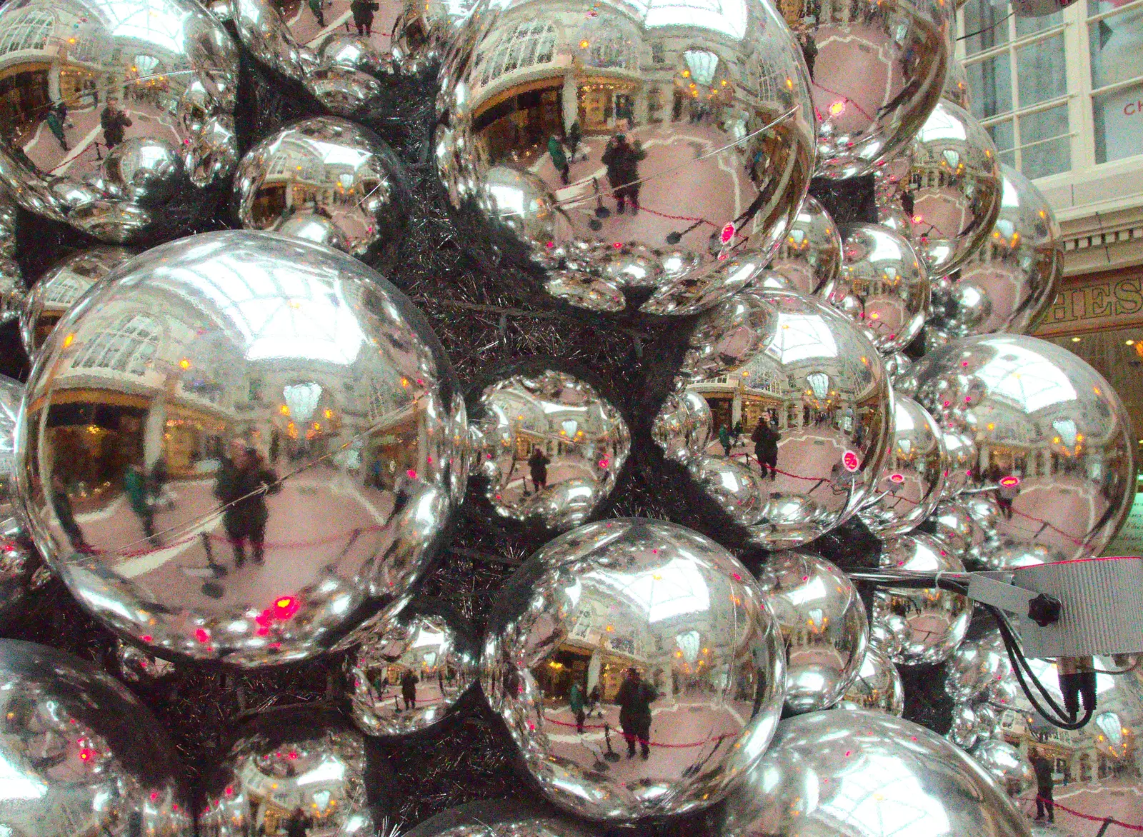 Reflections in silver baubles, from A Party and a Road Trip to Chester, Suffolk and Cheshire - 20th December 2015