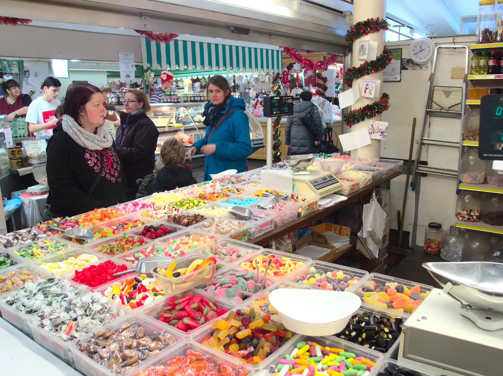 Isobel at a sweet stall in the indoor market, from A Party and a Road Trip to Chester, Suffolk and Cheshire - 20th December 2015