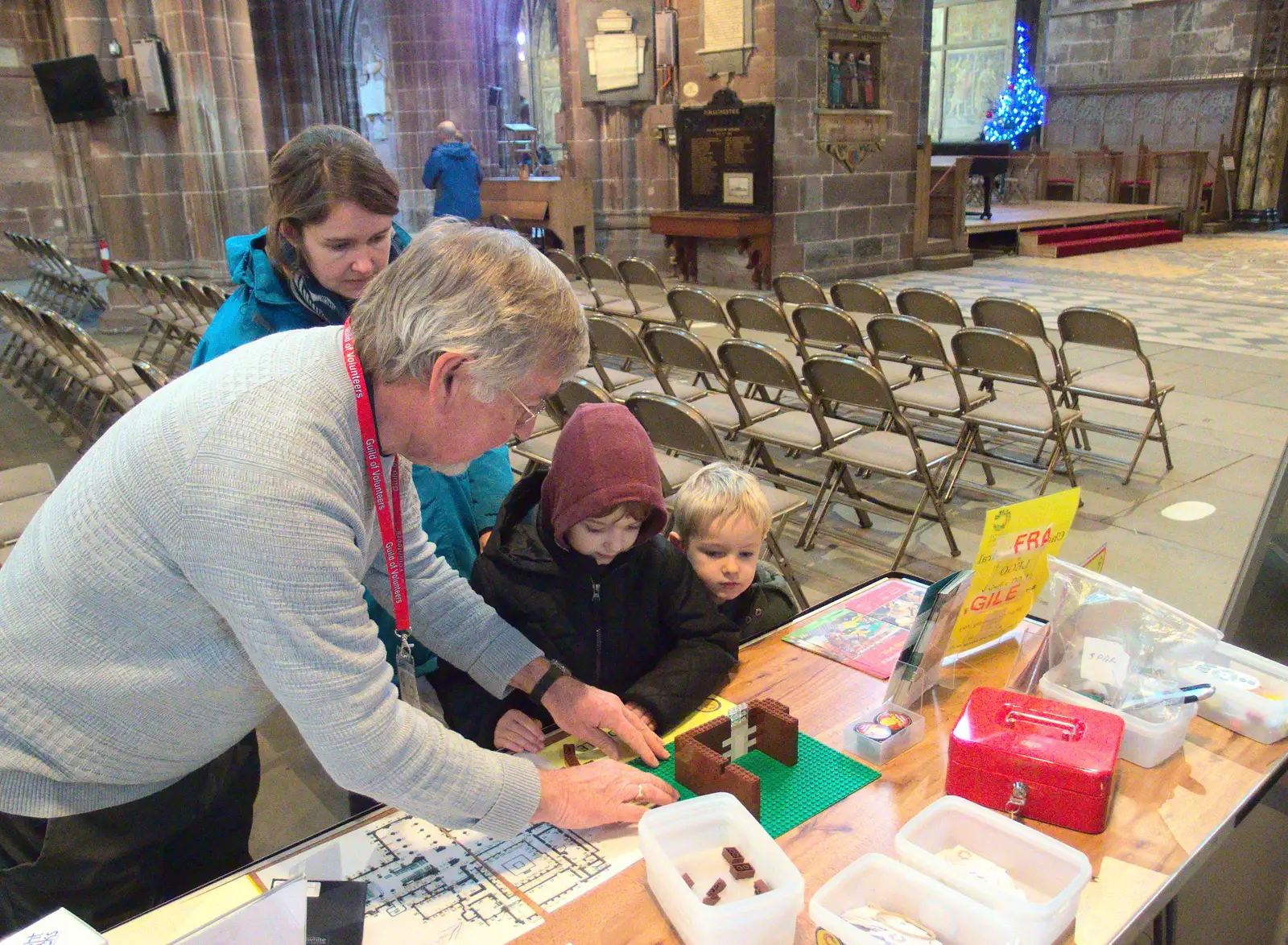 Fred and Harry buy some bricks to contribute, from A Party and a Road Trip to Chester, Suffolk and Cheshire - 20th December 2015