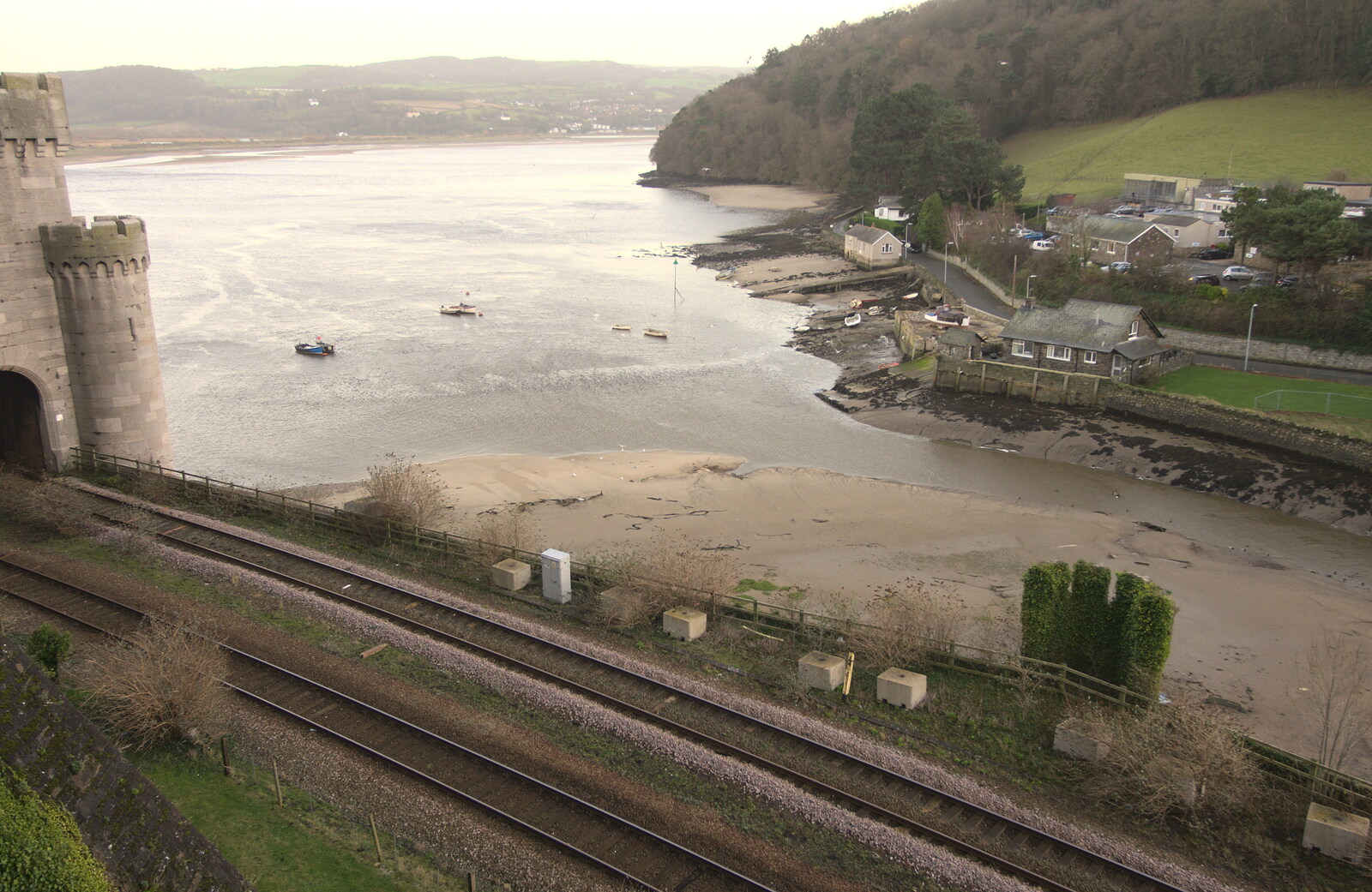 The adjacent railway lines from Conwy, Holyhead and the Ferry to Ireland - 21st December 2015