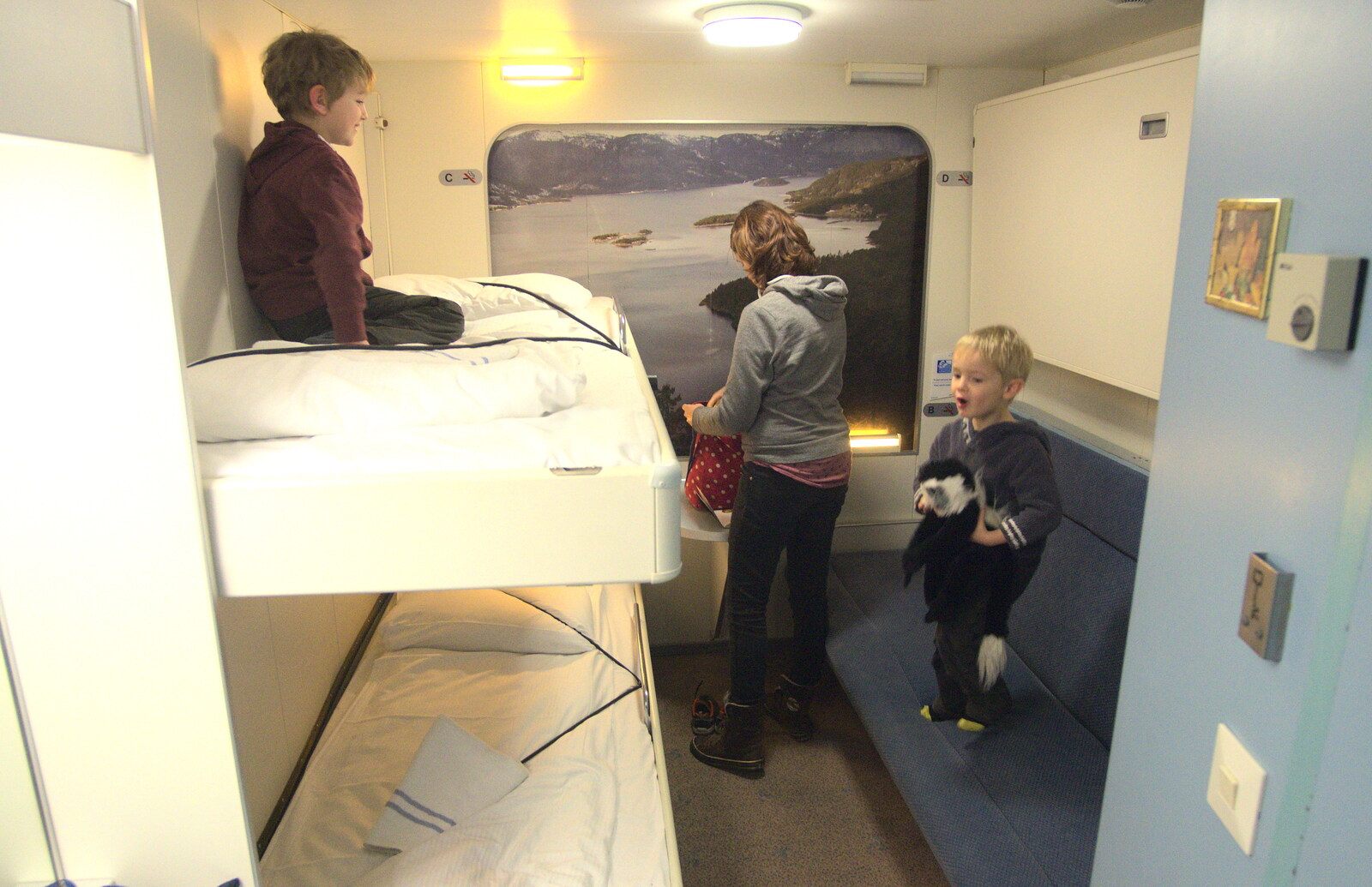 Fred and Harry are super-excited with their bunks from Conwy, Holyhead and the Ferry to Ireland - 21st December 2015