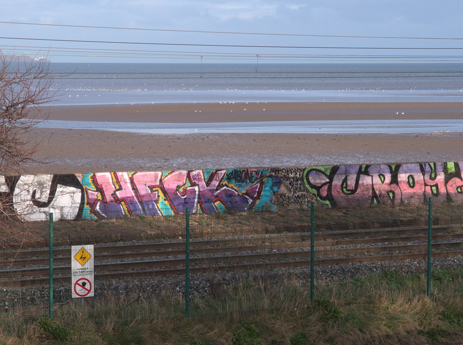 Graffiti on the sea wall from Christmas Eve in Dublin and Blackrock, Ireland - 24th December 2015