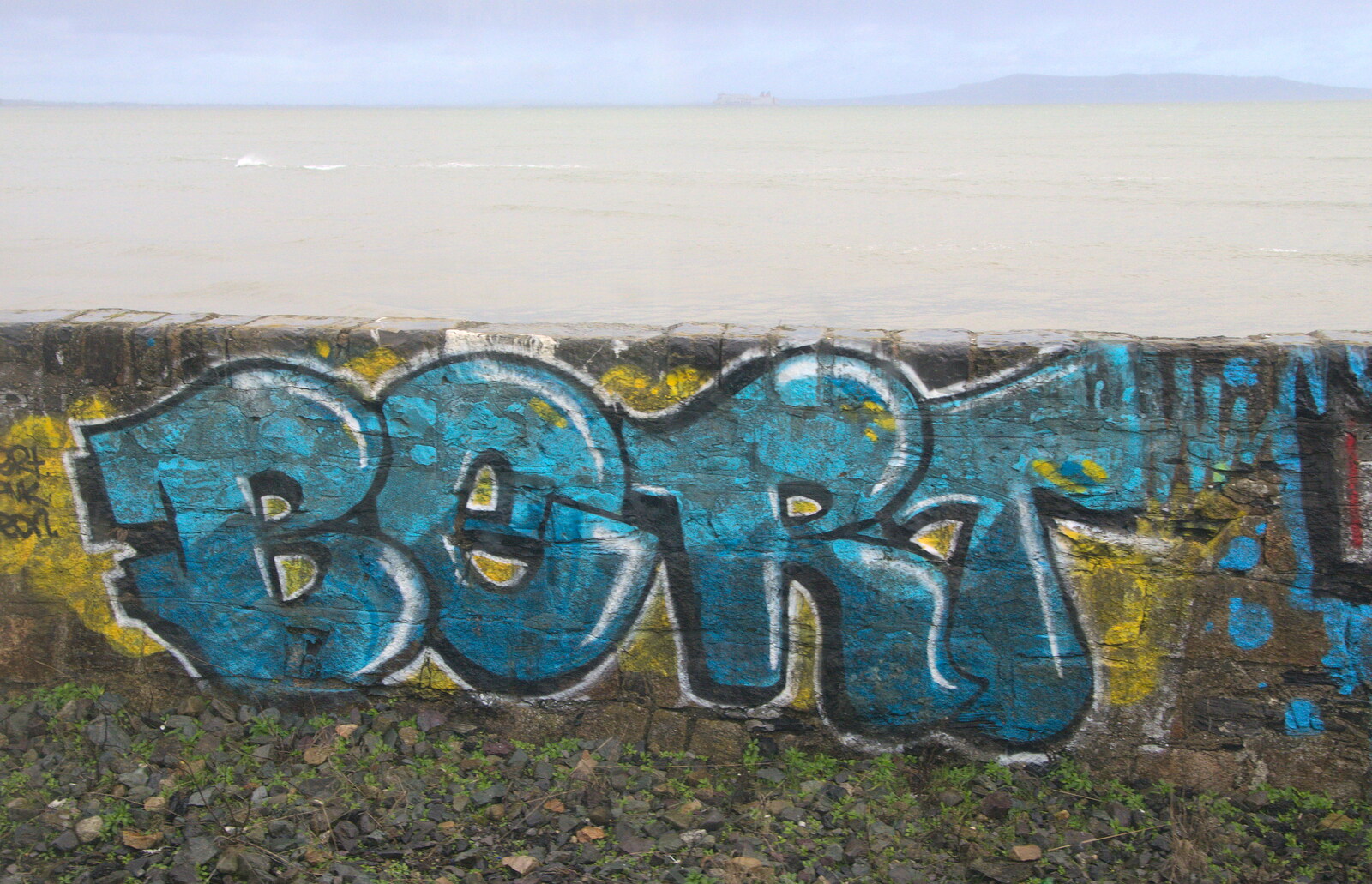 Bert Graffiti on the sea wall from Christmas Eve in Dublin and Blackrock, Ireland - 24th December 2015