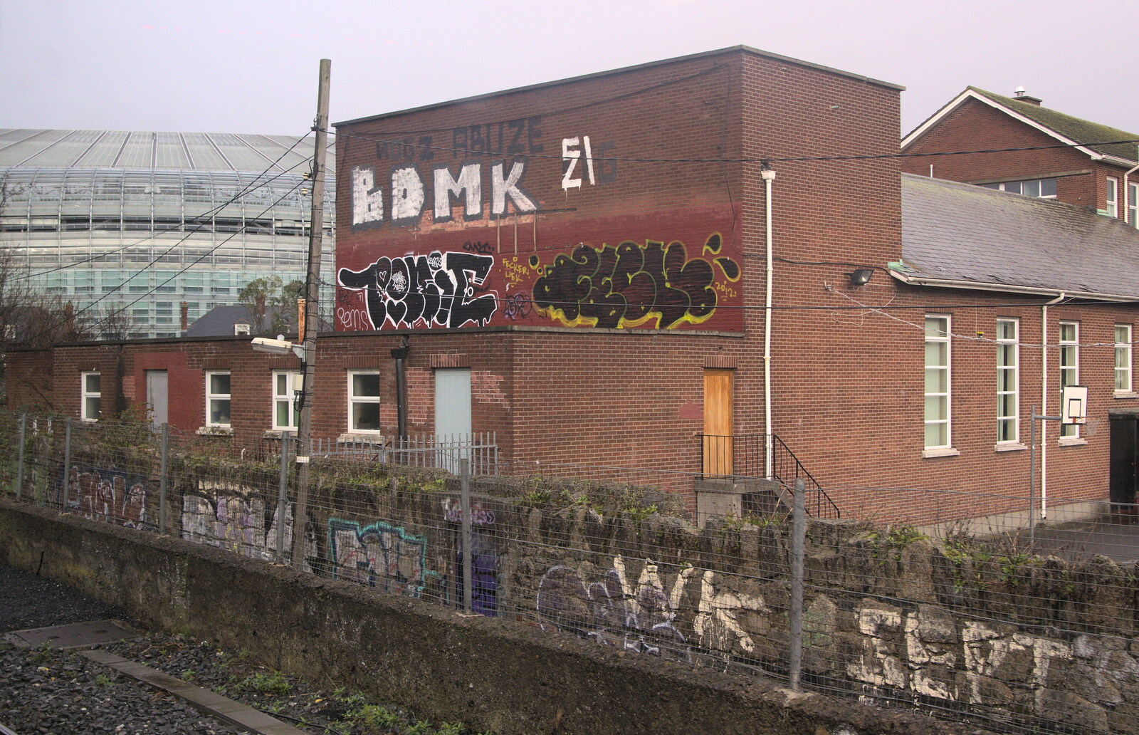 A graffiti'd building near Landsdowne Road from Christmas Eve in Dublin and Blackrock, Ireland - 24th December 2015