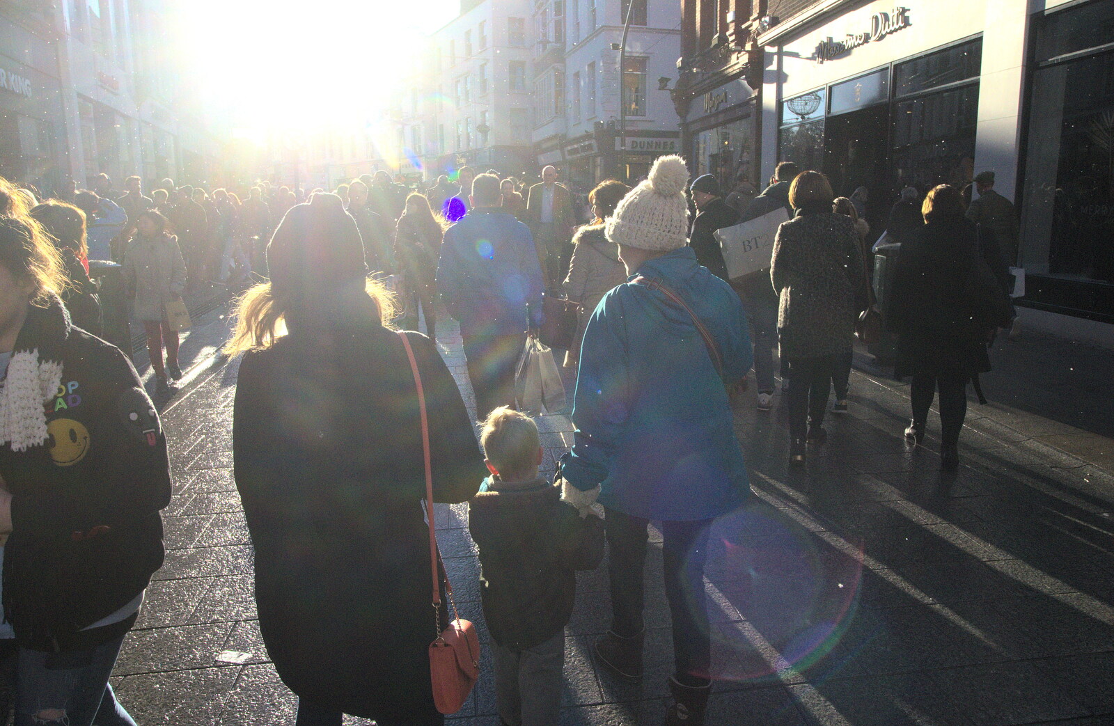 Harry and Isobel head in to the light from Christmas Eve in Dublin and Blackrock, Ireland - 24th December 2015