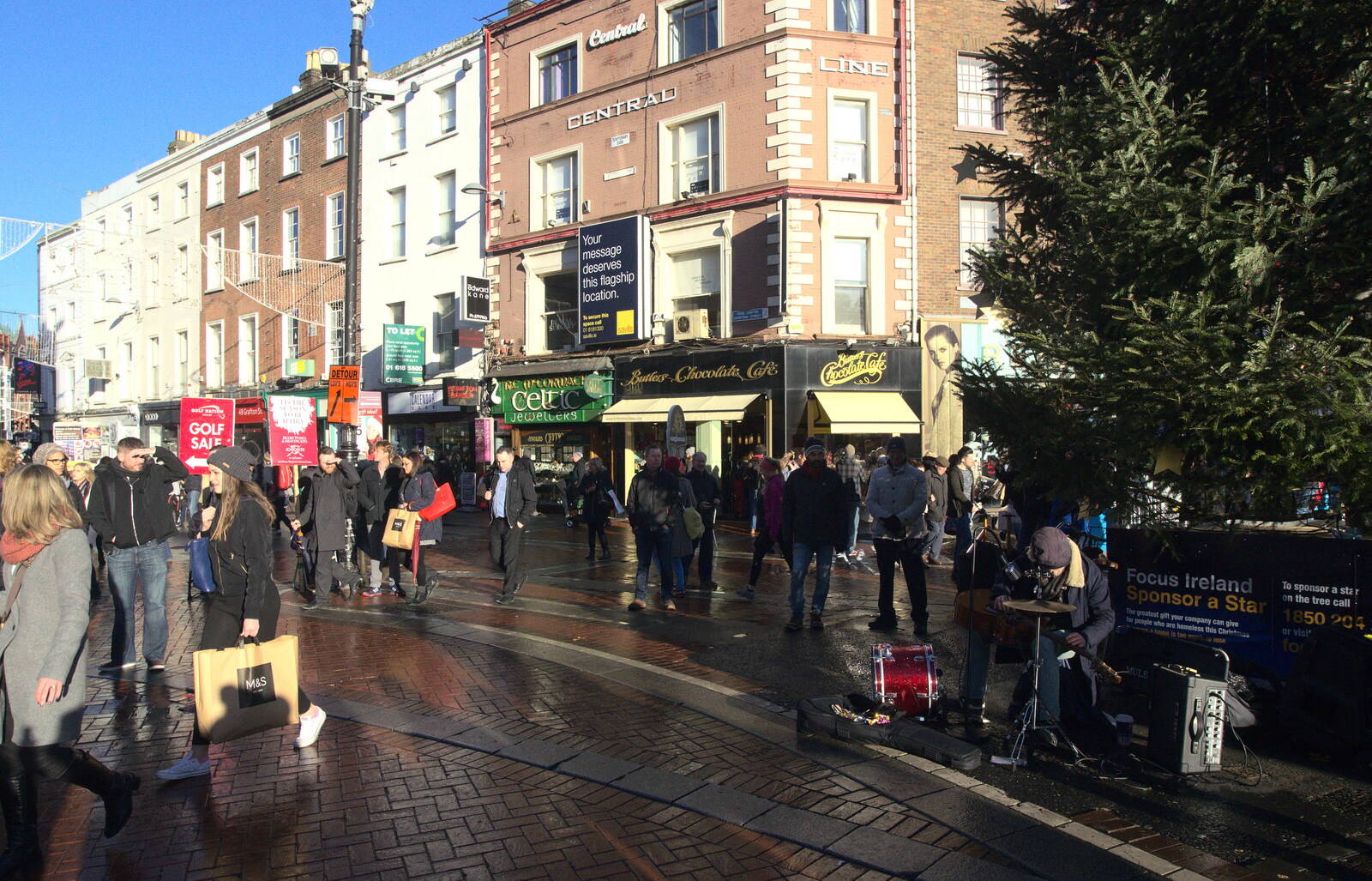 The end of Grafton Street from Christmas Eve in Dublin and Blackrock, Ireland - 24th December 2015