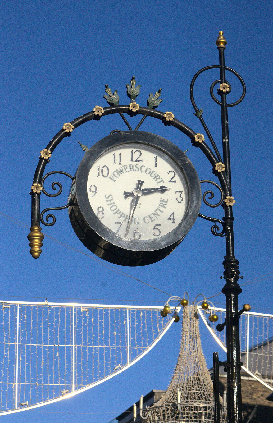 Ornate clock from Christmas Eve in Dublin and Blackrock, Ireland - 24th December 2015