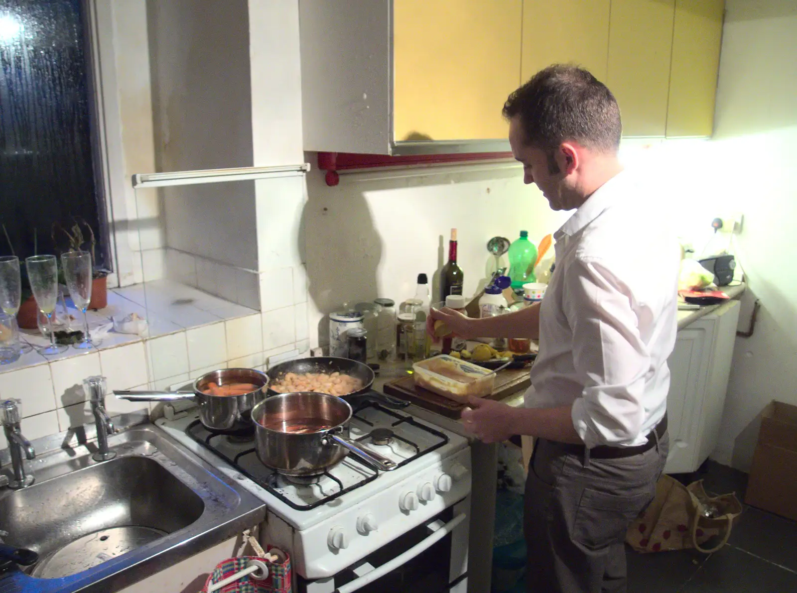 Jamie constructs his prawn-based starter, from Christmas in Blackrock and St. Stephen's in Ballybrack, Dublin, Ireland - 25th December 2015