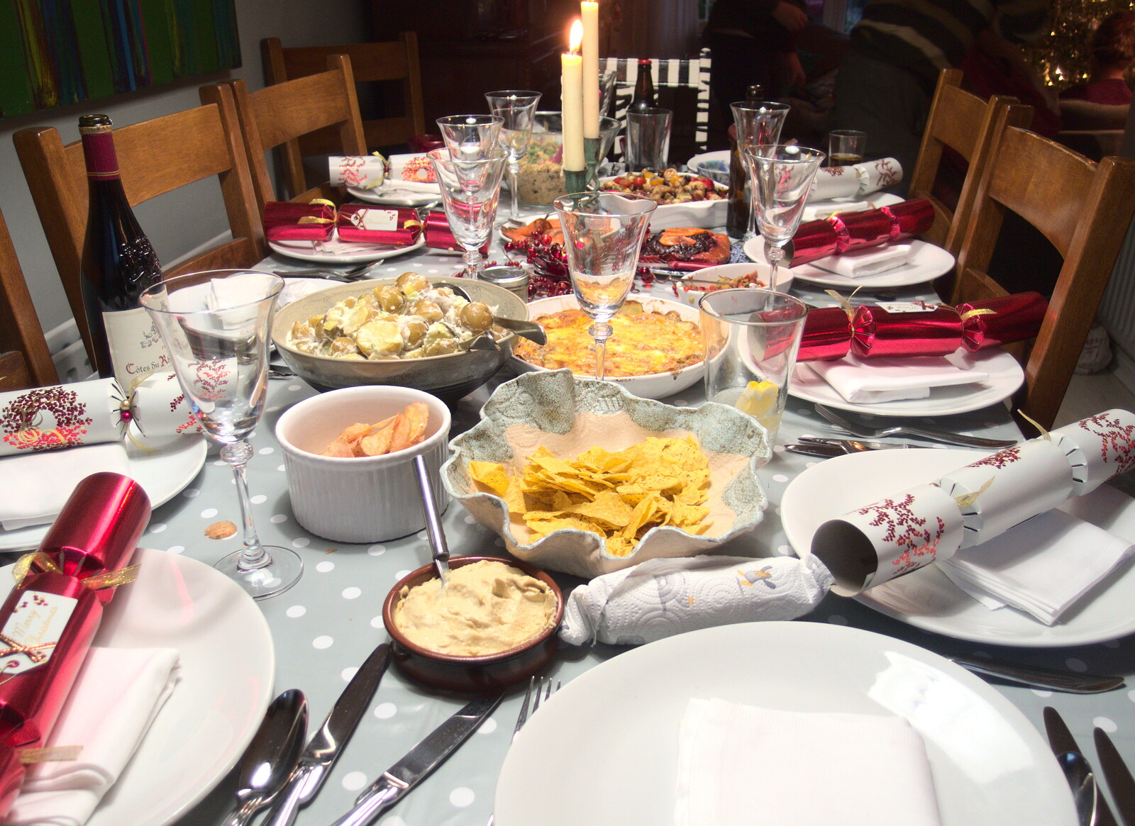 Wayne and Caro's table is loaded from Christmas in Blackrock and St. Stephen's in Ballybrack, Dublin, Ireland - 25th December 2015