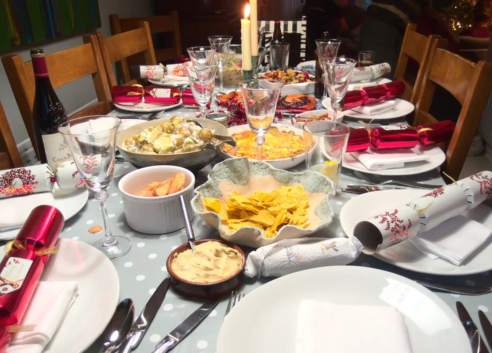 Wayne and Caro's table is loaded, from Christmas in Blackrock and St. Stephen's in Ballybrack, Dublin, Ireland - 25th December 2015