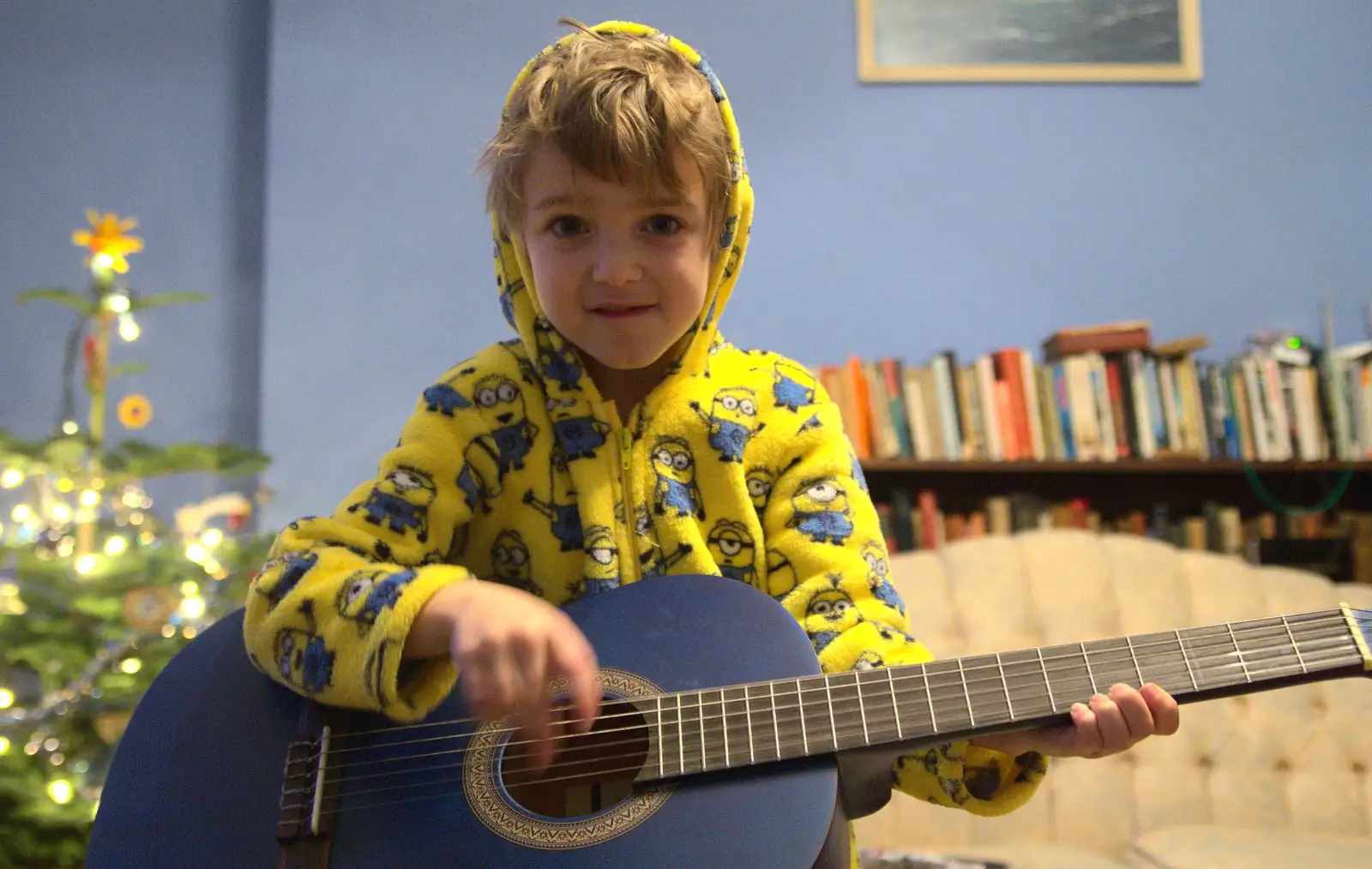 Fred shows off his new guitar, from Christmas in Blackrock and St. Stephen's in Ballybrack, Dublin, Ireland - 25th December 2015