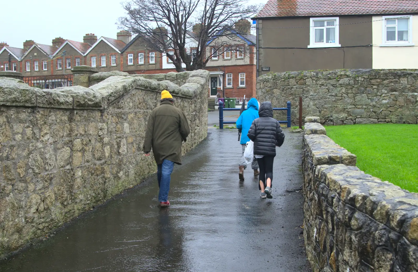 The nearly-swimmers head back up to Seafort Parade, from Christmas in Blackrock and St. Stephen's in Ballybrack, Dublin, Ireland - 25th December 2015