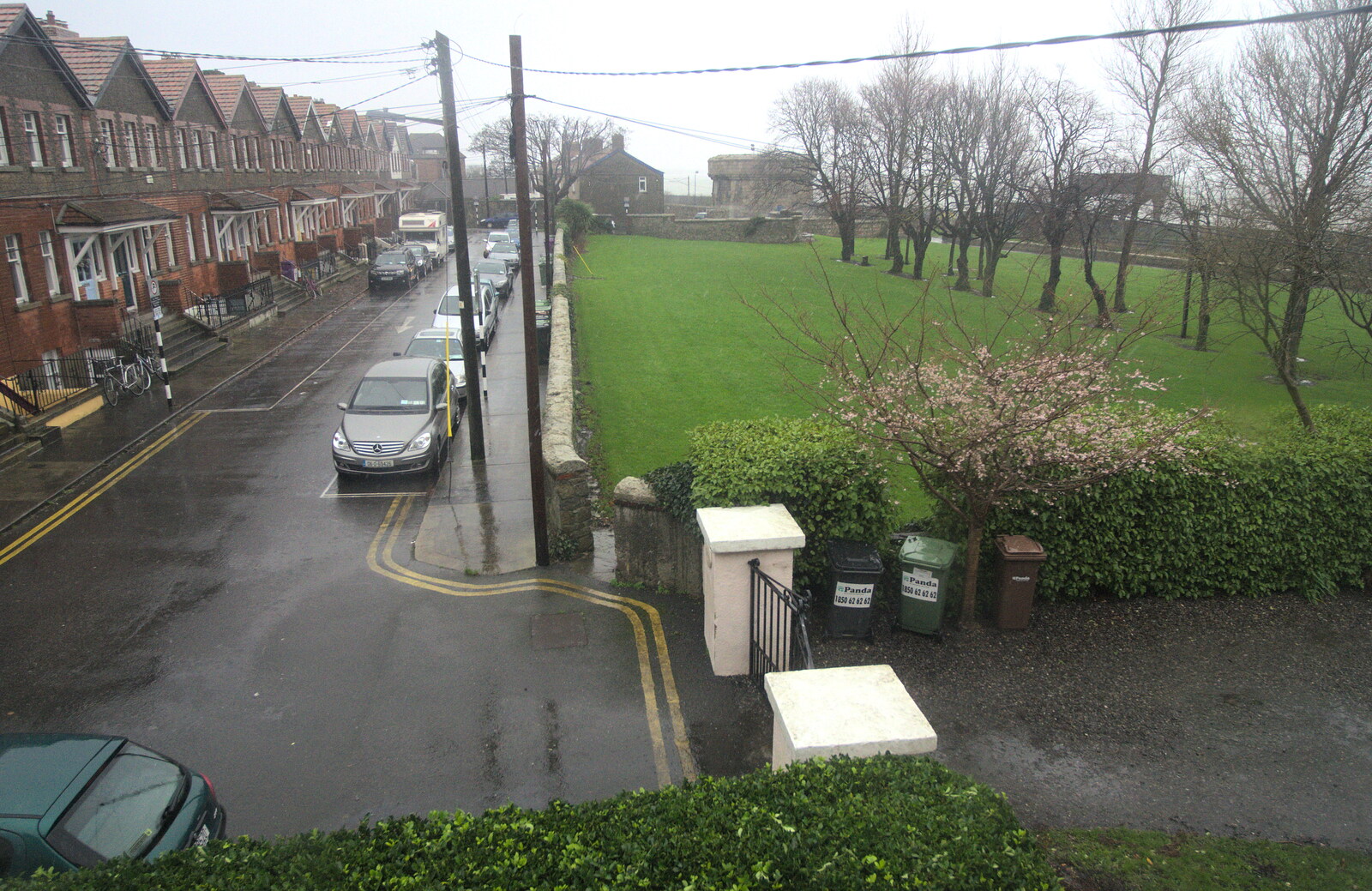 A rainy view out of the window from Christmas in Blackrock and St. Stephen's in Ballybrack, Dublin, Ireland - 25th December 2015