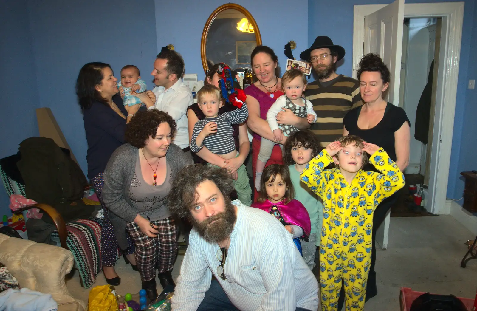 A crazy crowd with two crazies on the front row, from Christmas in Blackrock and St. Stephen's in Ballybrack, Dublin, Ireland - 25th December 2015