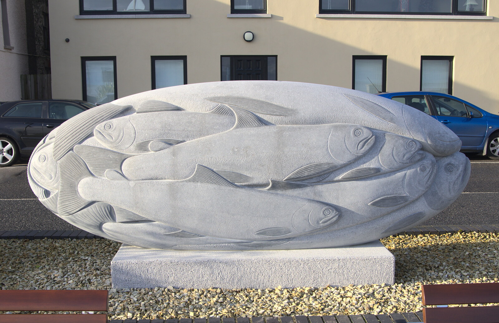Limestone fish sculpture from Blackrock North and the Ferry Home, County Louth and the Irish Sea - 27th December 2015