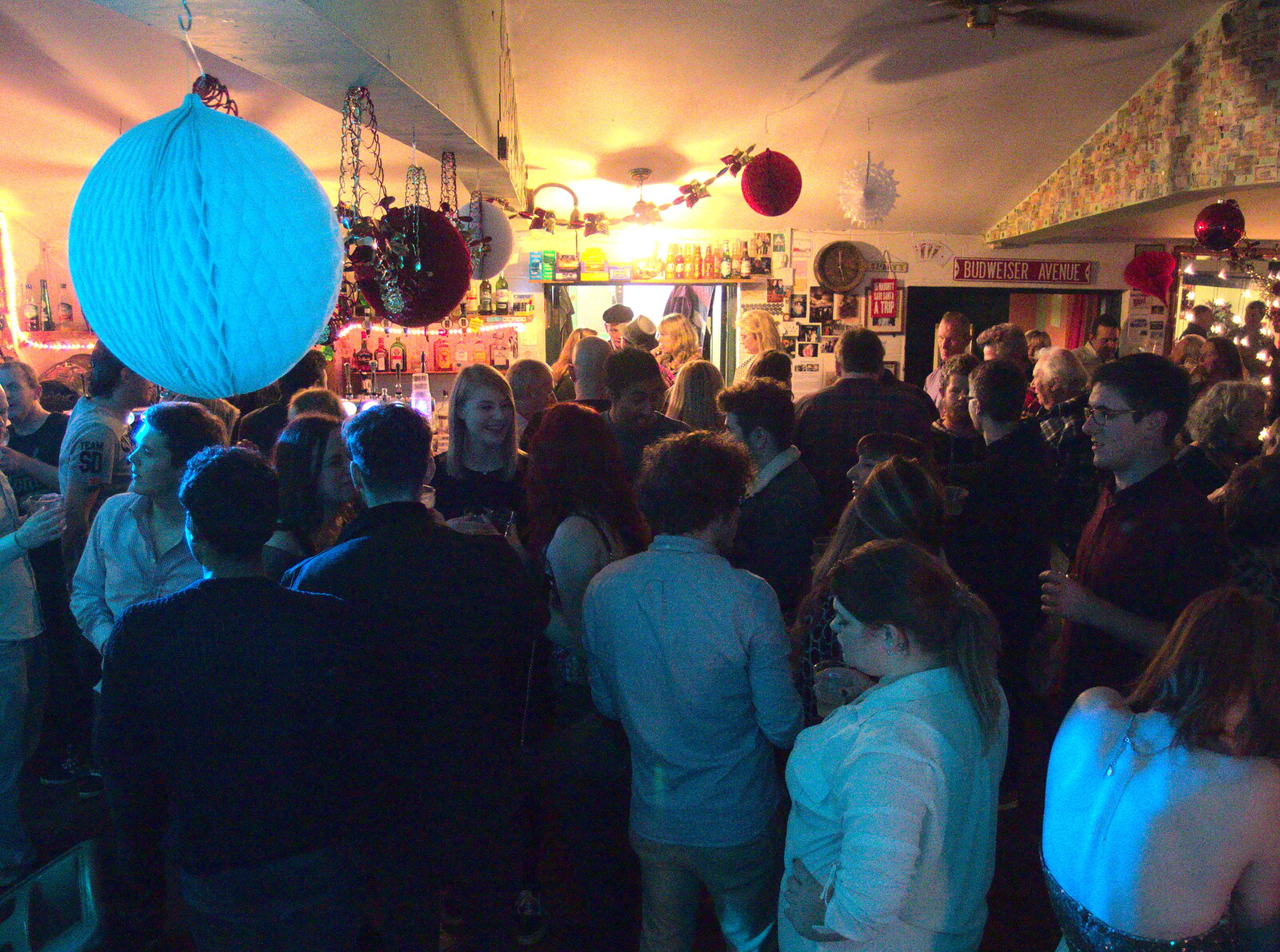 The crowds in the barrel from New Year's Eve With The BBs, The Barrel, Banham, Norfolk - 31st December 2015
