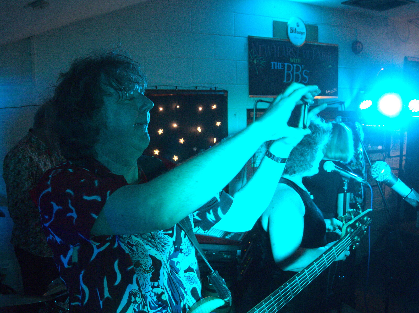 Max takes a photo of the crowds from New Year's Eve With The BBs, The Barrel, Banham, Norfolk - 31st December 2015